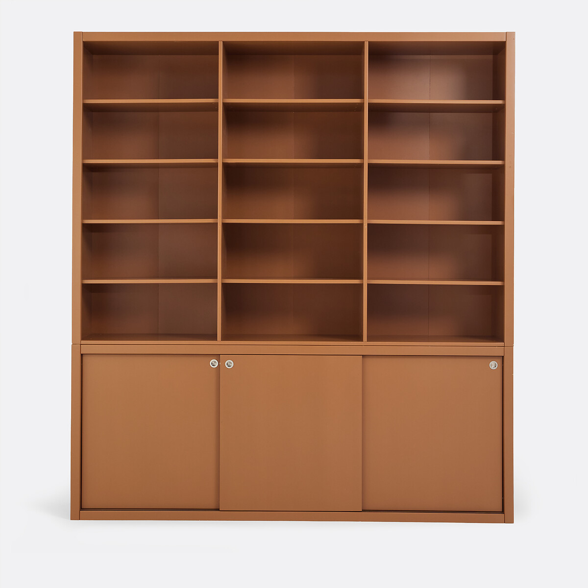 Bibliothèque, finition peinture mate, 15 niches et 3 portes, ALEXANDRIE caramel, LA REDOUTE INTERIEURS