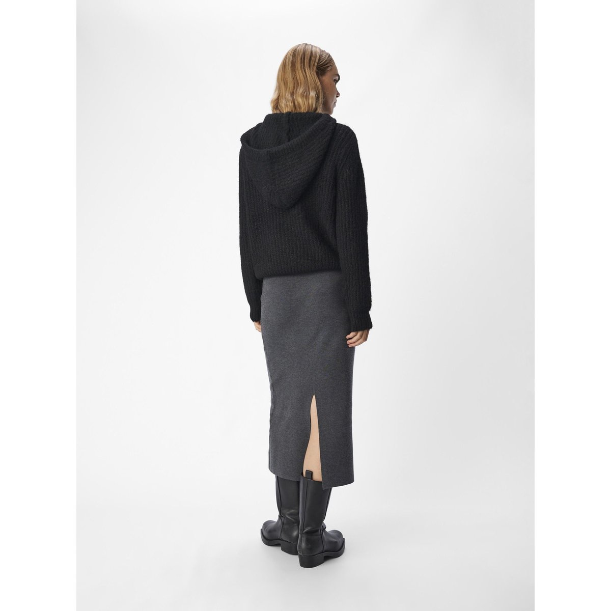 En maille Sweat à capuche noir - black, OBJECT