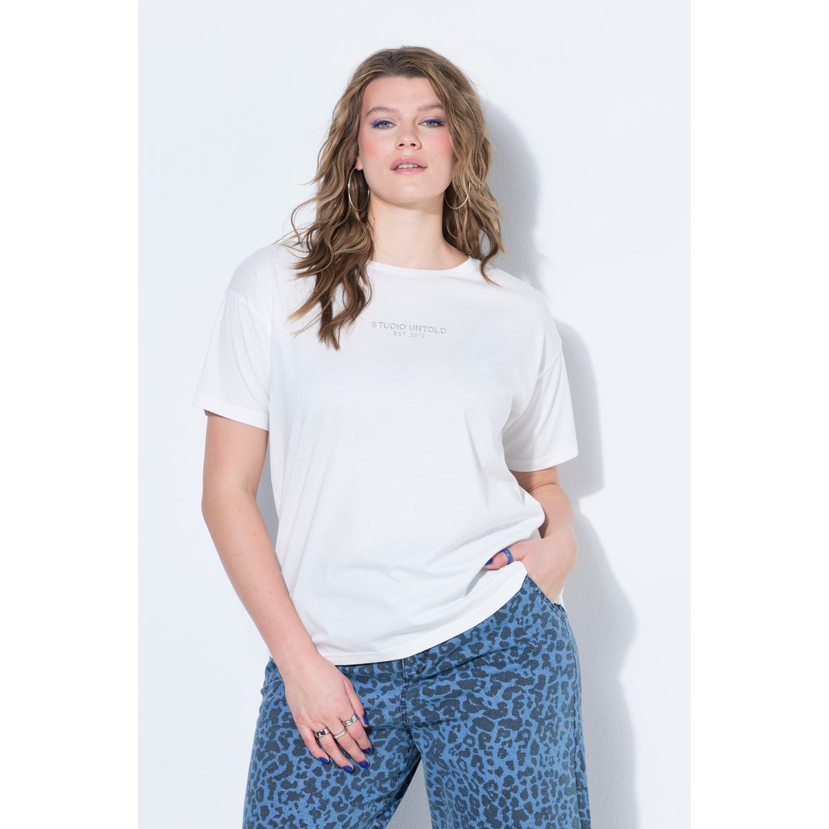 T-shirt oversize, message imprimé blanc cassé, STUDIO UNTOLD