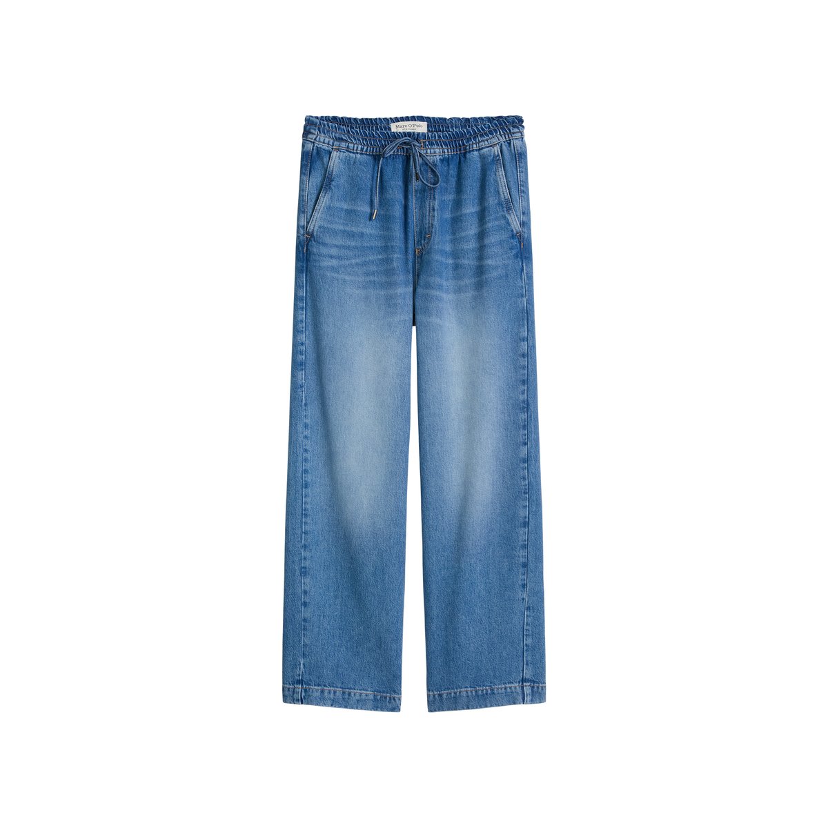Joggpants droit cropped en TENCEL™ Lyocell bleu moyen, MARC O'POLO
