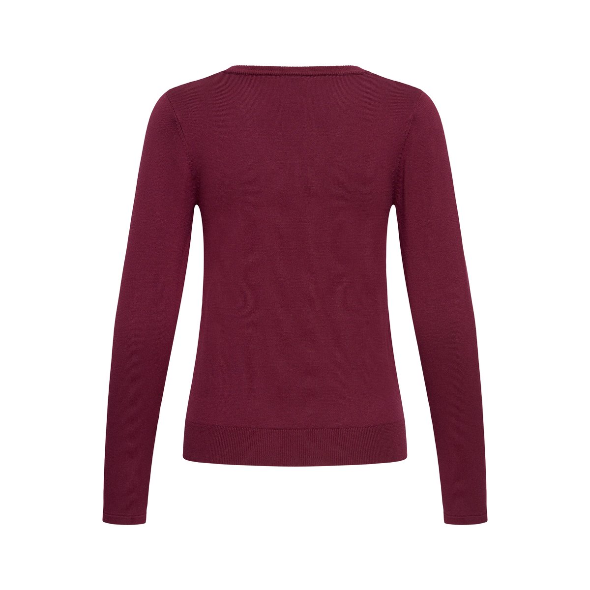 Pull en maille manches longues, col V, coupe droite noir black, ICHI