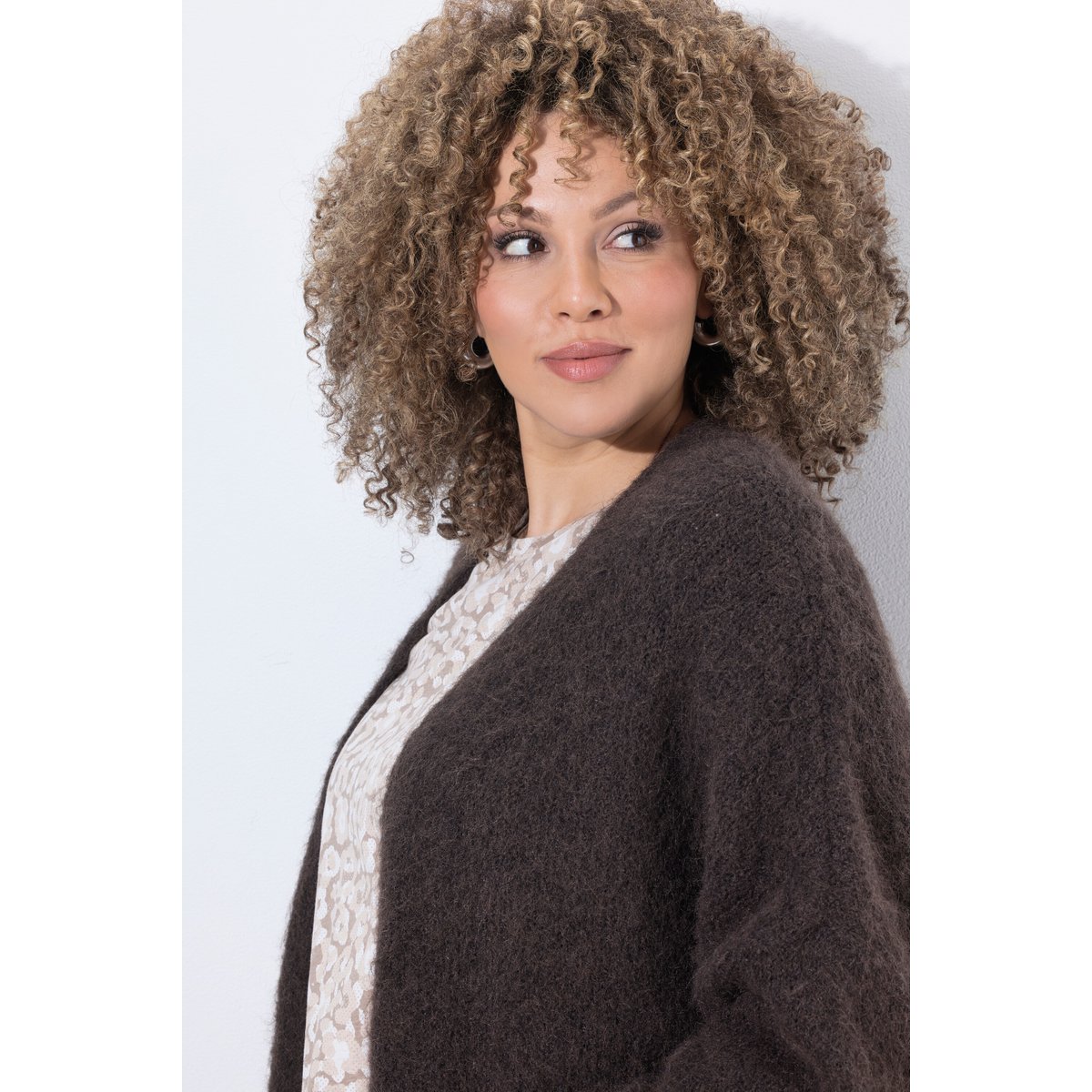 Cardigan long extrêmement doux acajou, ULLA POPKEN