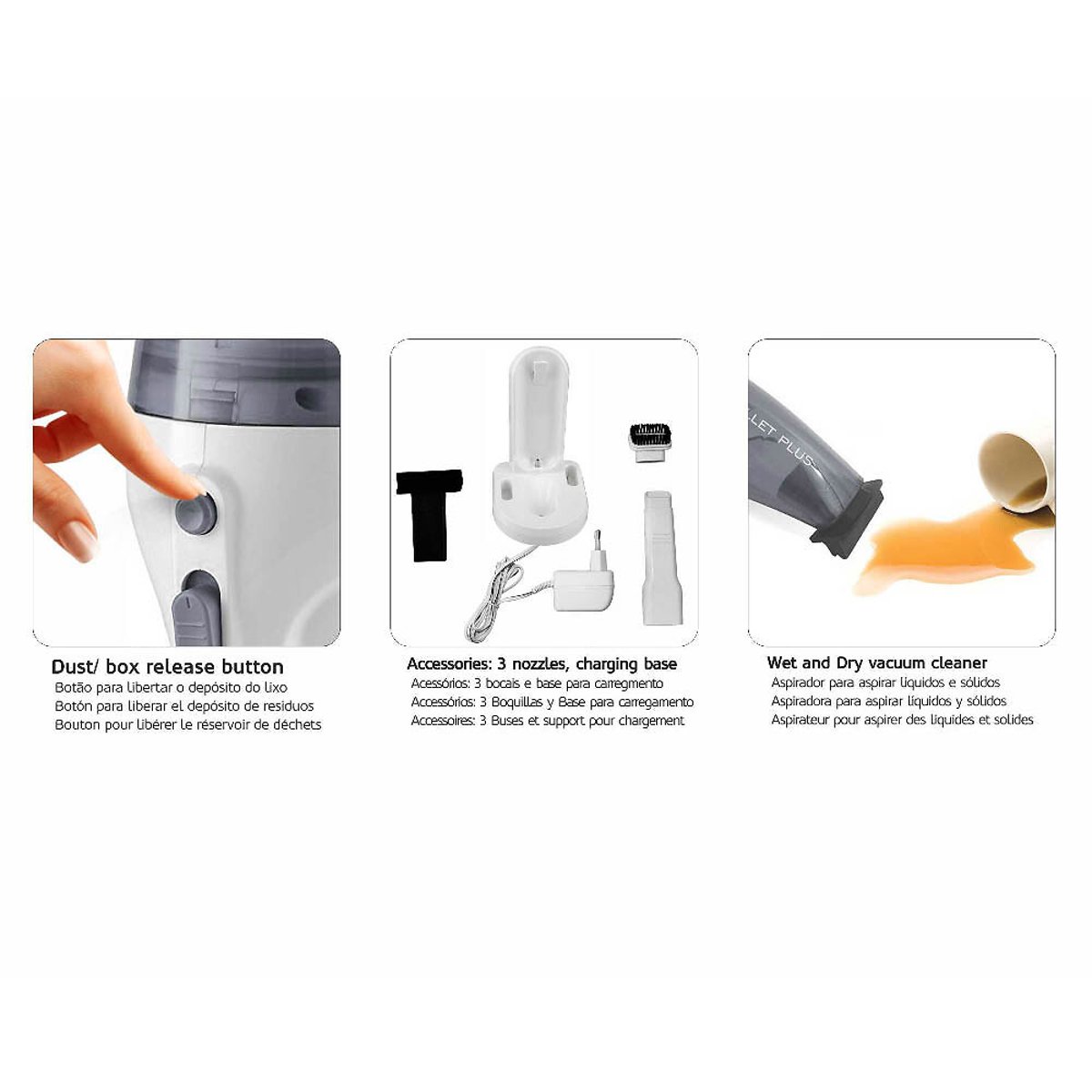 Aspirador de mão Bullet Plus, HAEGER branco/cinzento, HAEGER