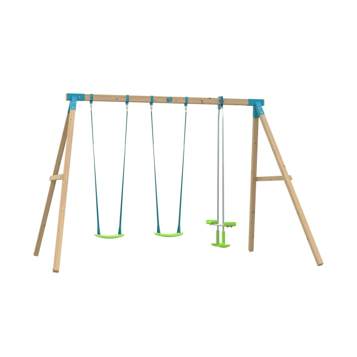 Portique 2 balançoires ANTHÉMIS marron - bleu - vert, TP TOYS