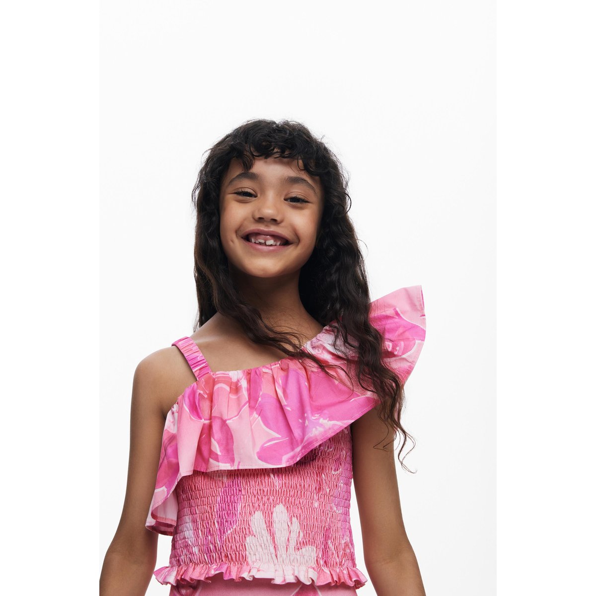 Jupe fleurs mini peplum rouge, DESIGUAL