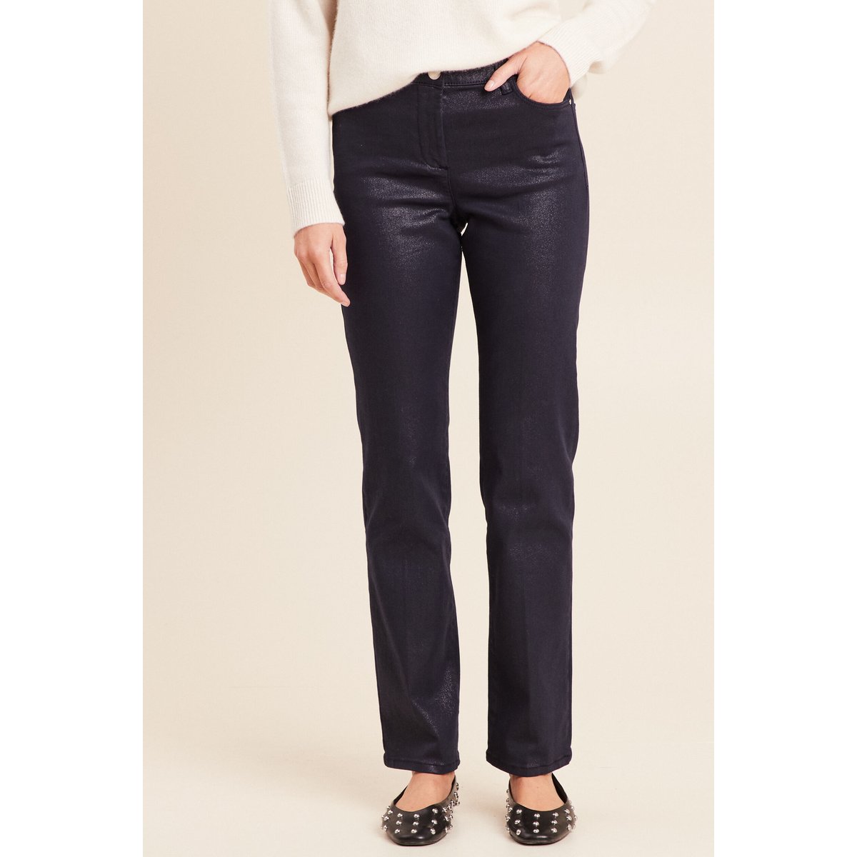 Pantalon magique L'Unique effet brillant bleu marine, BREAL