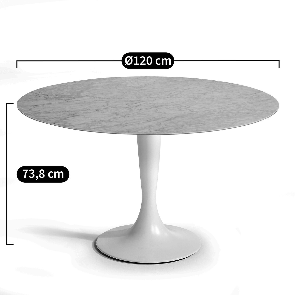 Plateau de table, en marbre, diamètre 120 cm, TIRONDO marbre blanc, AM.PM