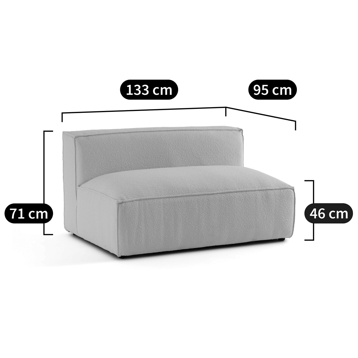 Elément Banquette pour canapé modulable, en velours côtelé vintage, SEVEN bronze, LA REDOUTE INTERIEURS