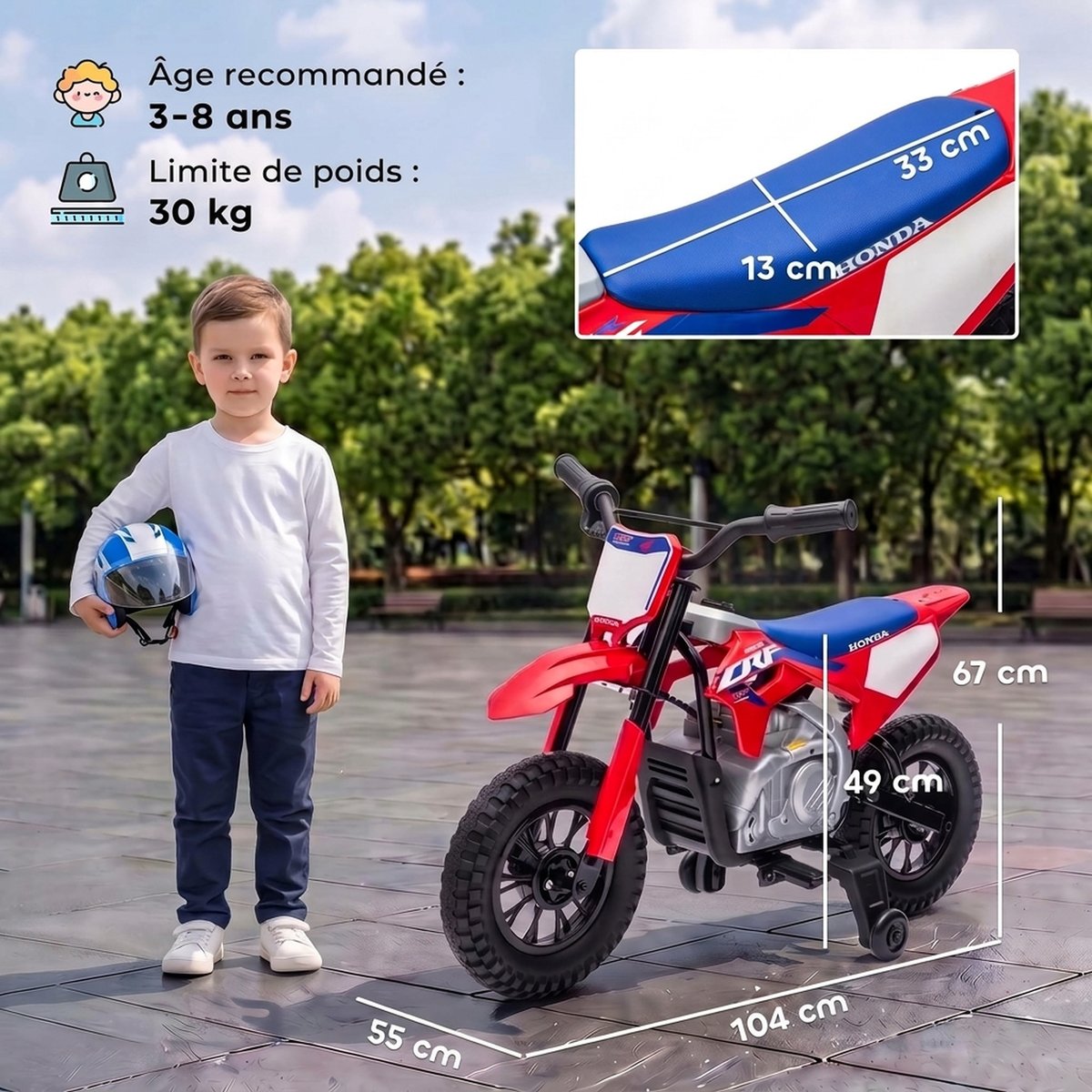 Moto électrique à conducteur assis Acier rouge et bleu, AIYAPLAY