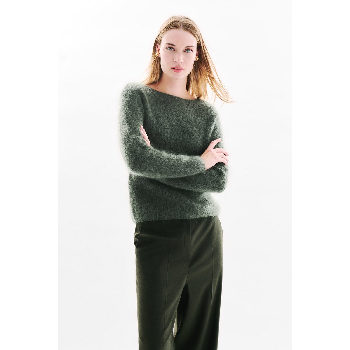 Pull droit Col MAGGIE vert kaki, CAROLL