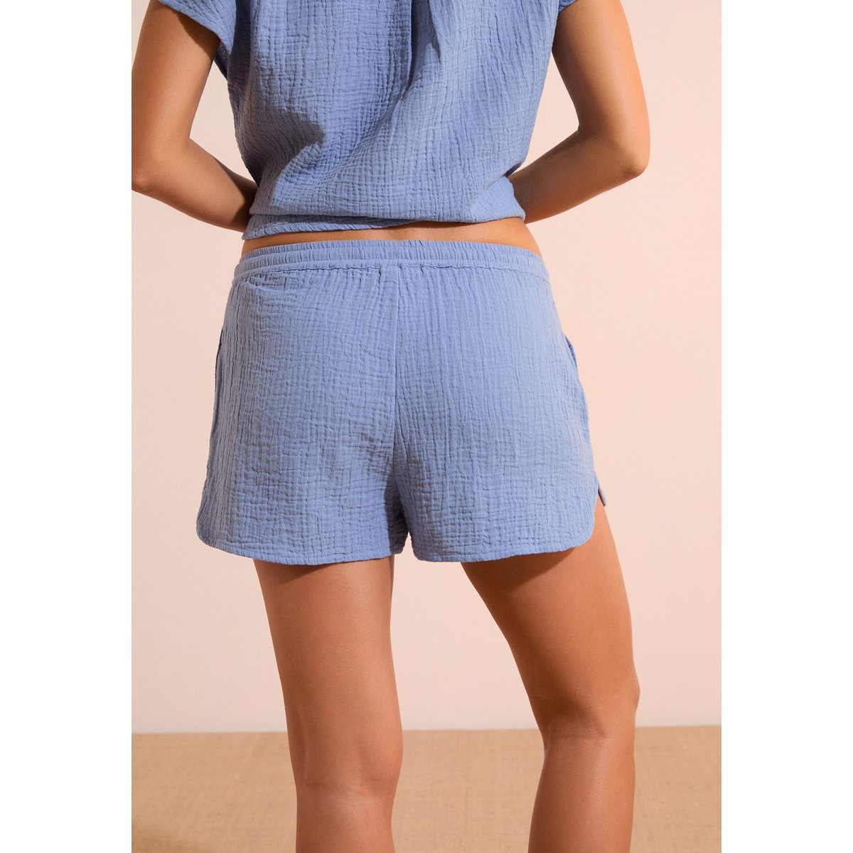 Short de pyjama en gaze de coton SOLEIA bleu, ETAM
