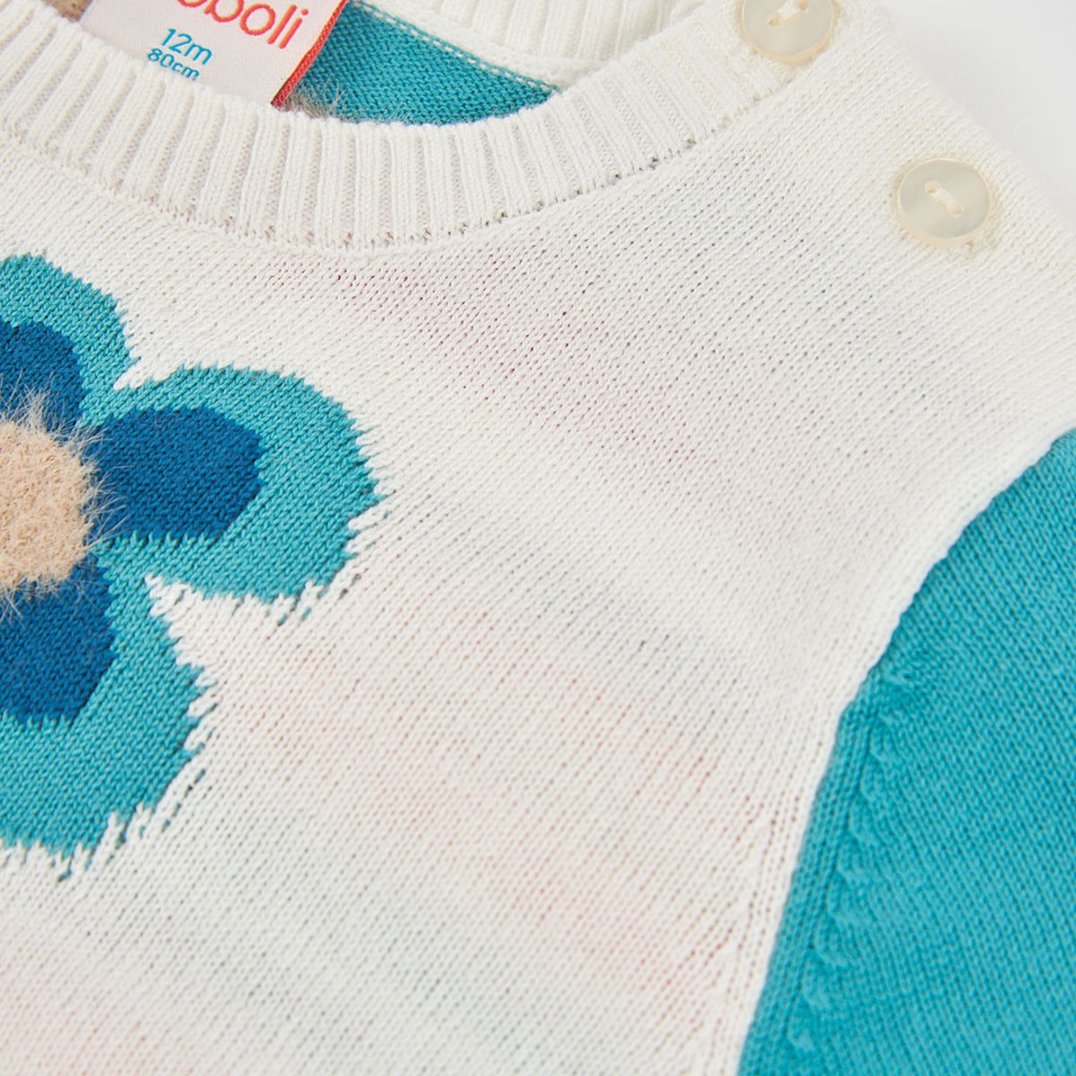 Pull fille imprimé fleurs blanc, BOBOLI