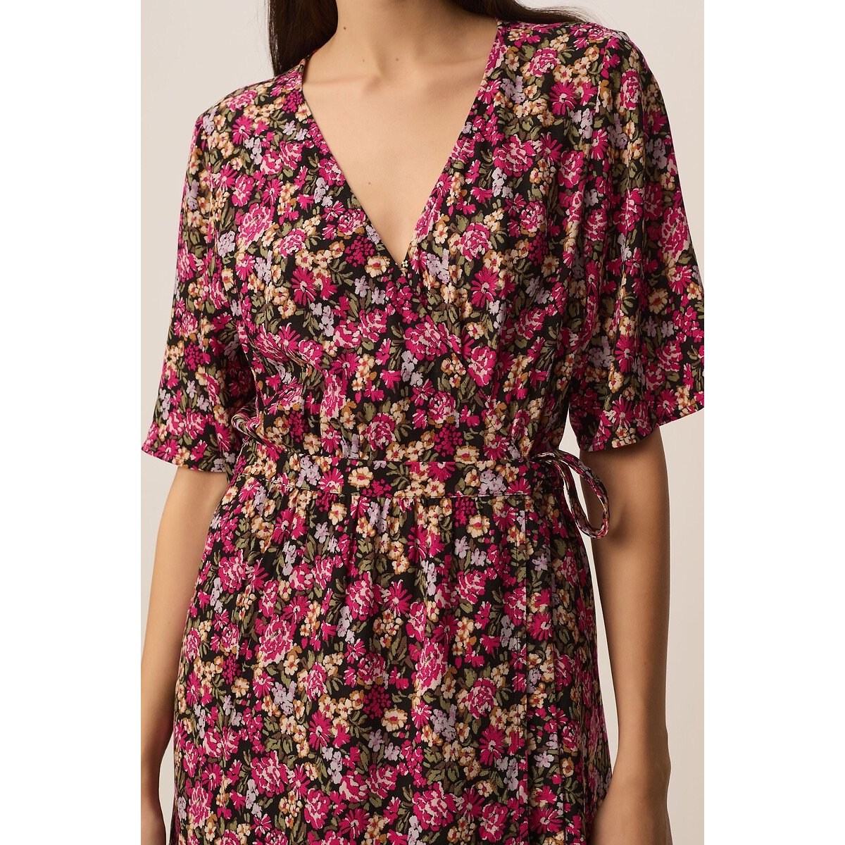 Vestido midi com estampado floral, ELALY estampado floral, DES PETITS HAUTS