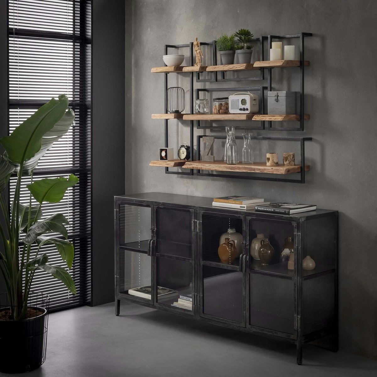 Etagère murale industrielle bois et métal 65 cm MELBOURNE bois naturel, PIER IMPORT