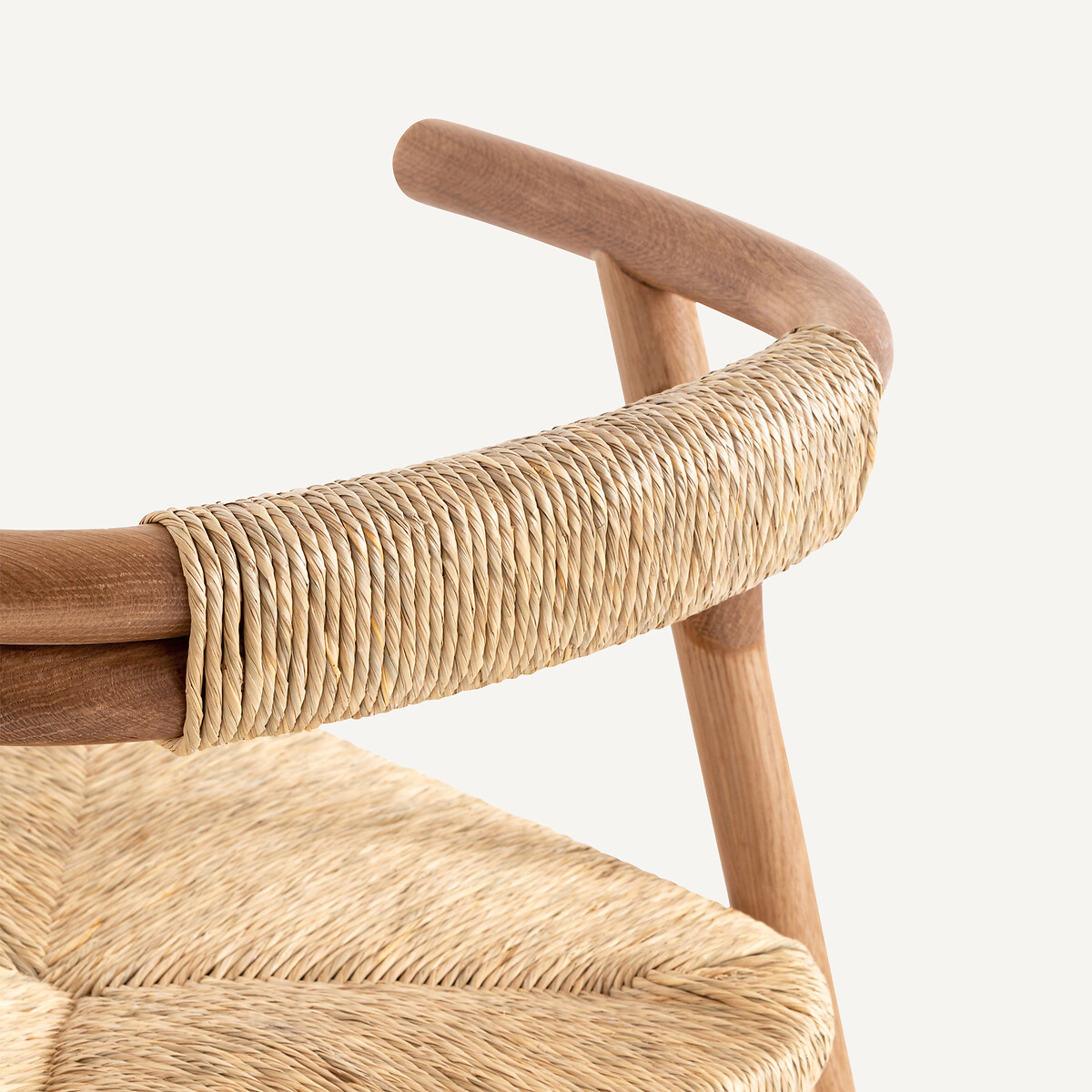 Fauteuil de table en chêne et paille, Fermyo chêne naturel, AM.PM