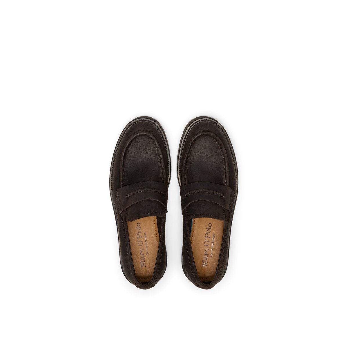 Mocassins modèle Phil en cuir velours ciré marron foncé, MARC O'POLO