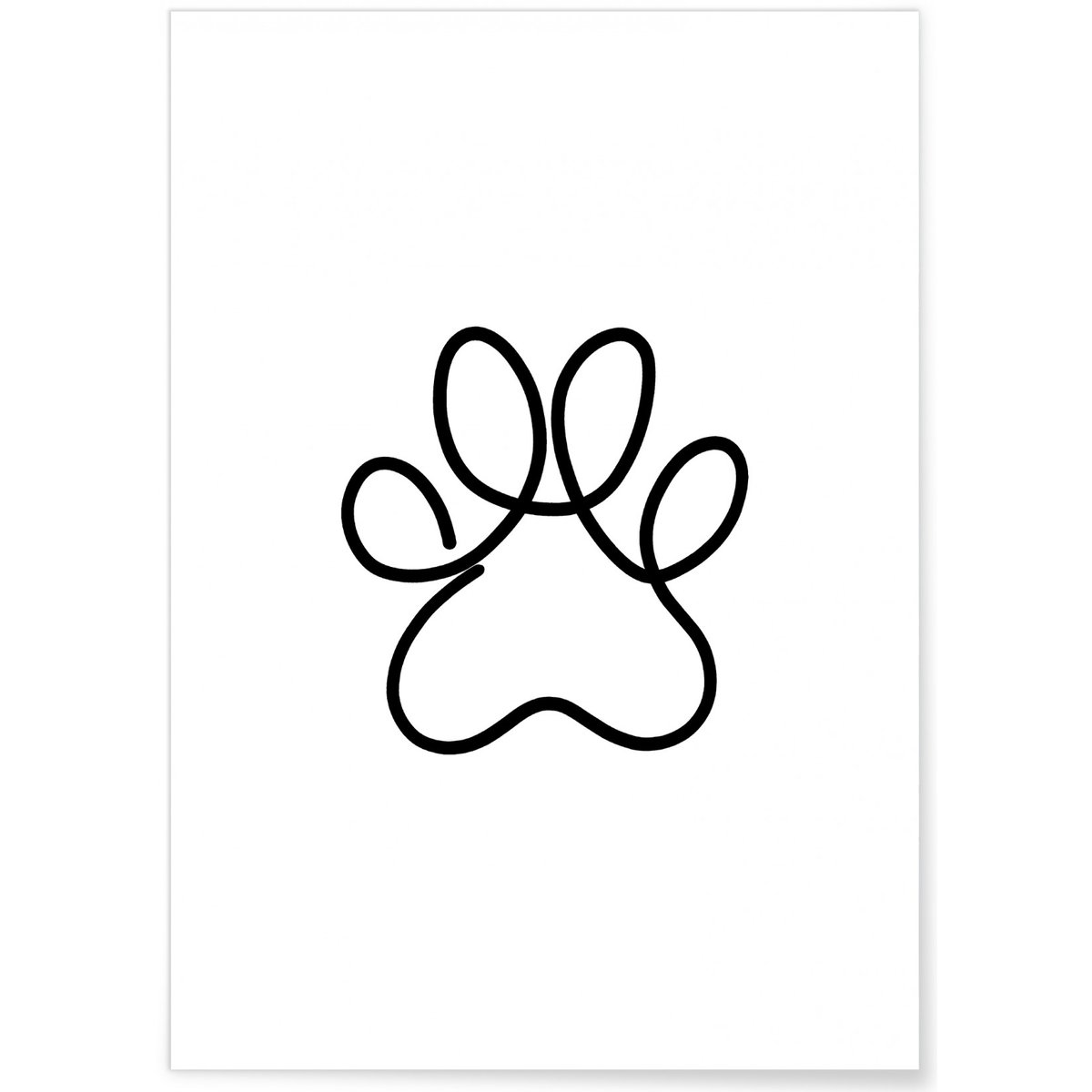 Affiche Line Art Paws blanc, L'AFFICHERIE