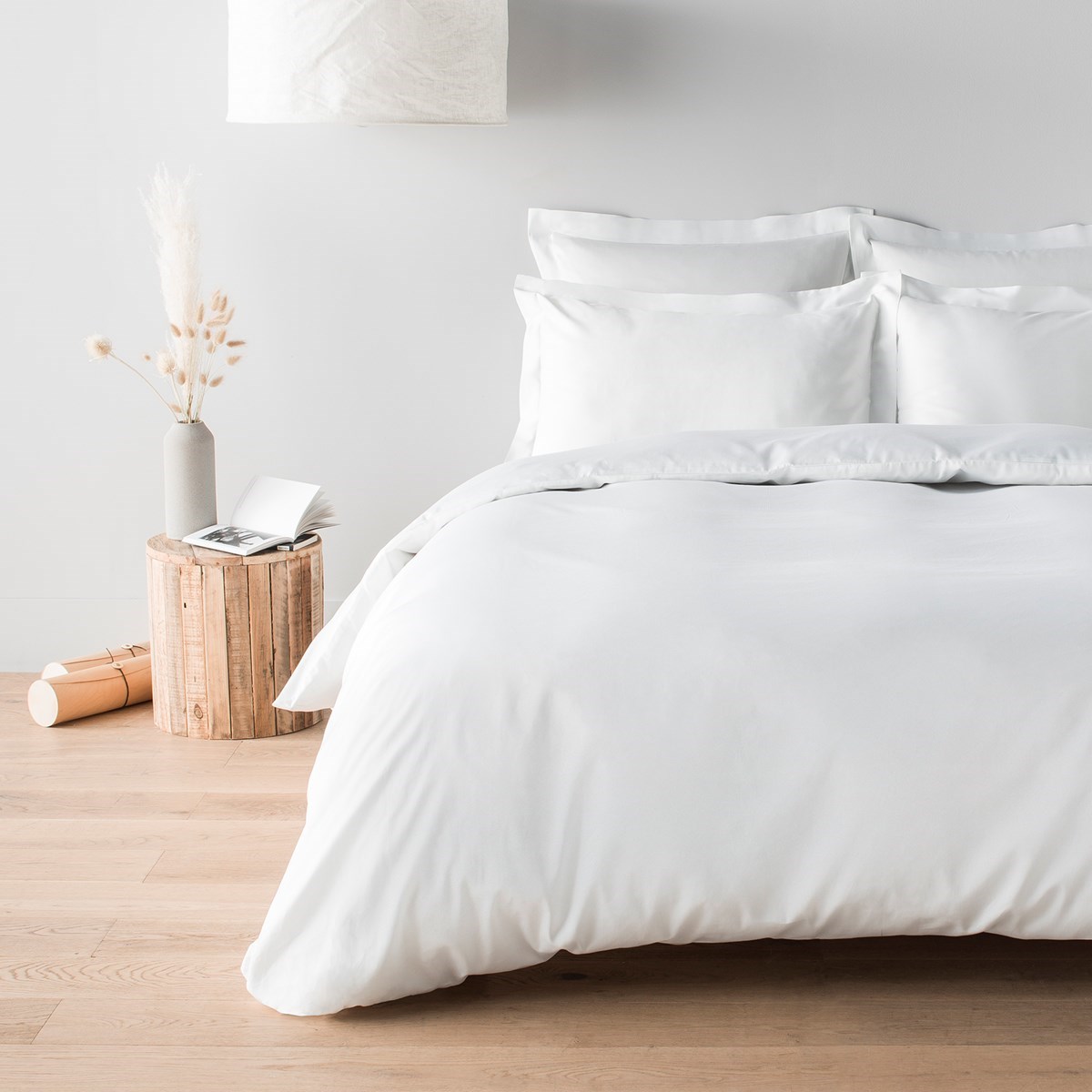 Drap housse satin de coton organique 120 fils - 300tc COPENHAGUE blanc, COTTON & CO
