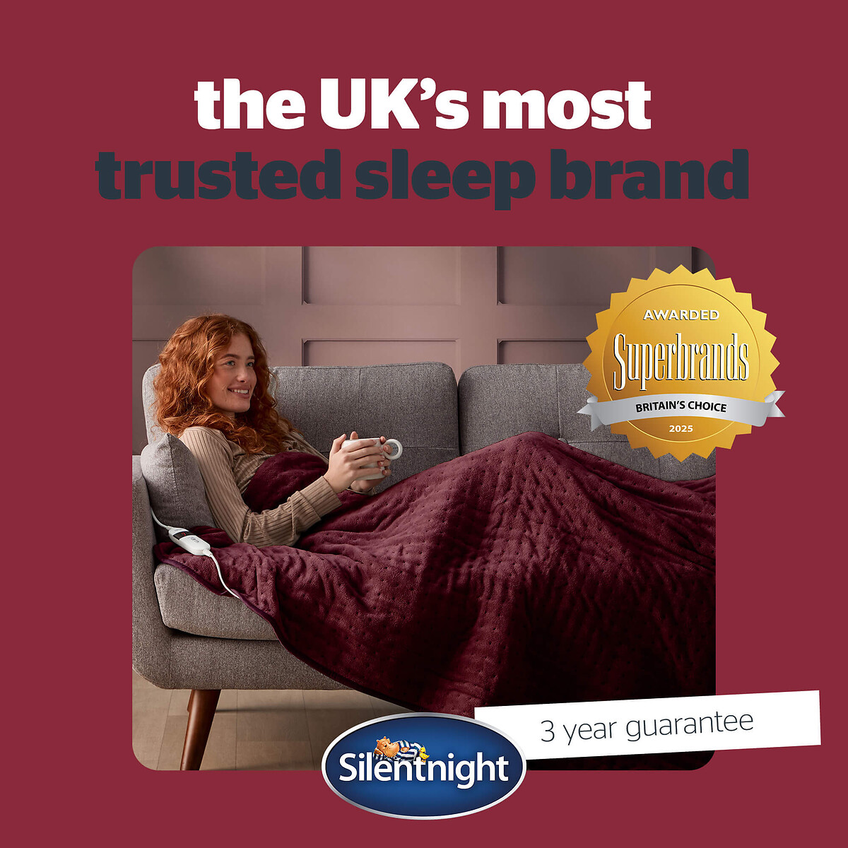 Luxury Heated Throw berry, SILENTNIGHT
