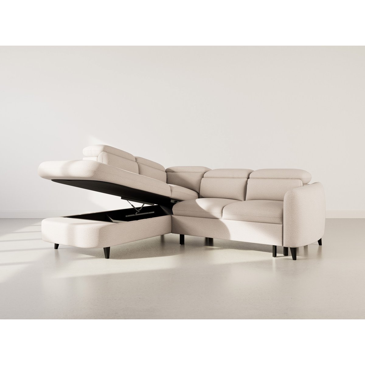 Canapé angle gauche convertible tissu texturé, OPALINE beige, BEST MOBILIER