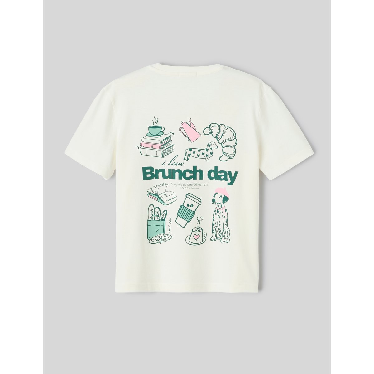 T-shirt imprimé manches courtes blanc écru, BZB