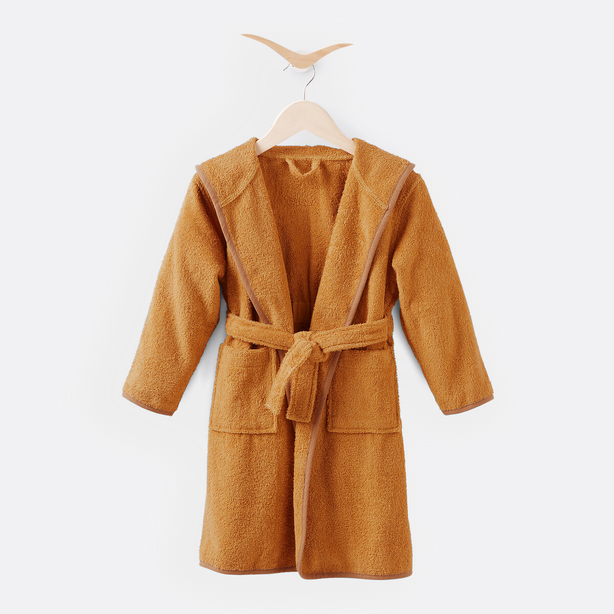 Albornoz con capucha Edgard de rizo orgánico 400 g/m2 camel, LA REDOUTE INTERIEURS