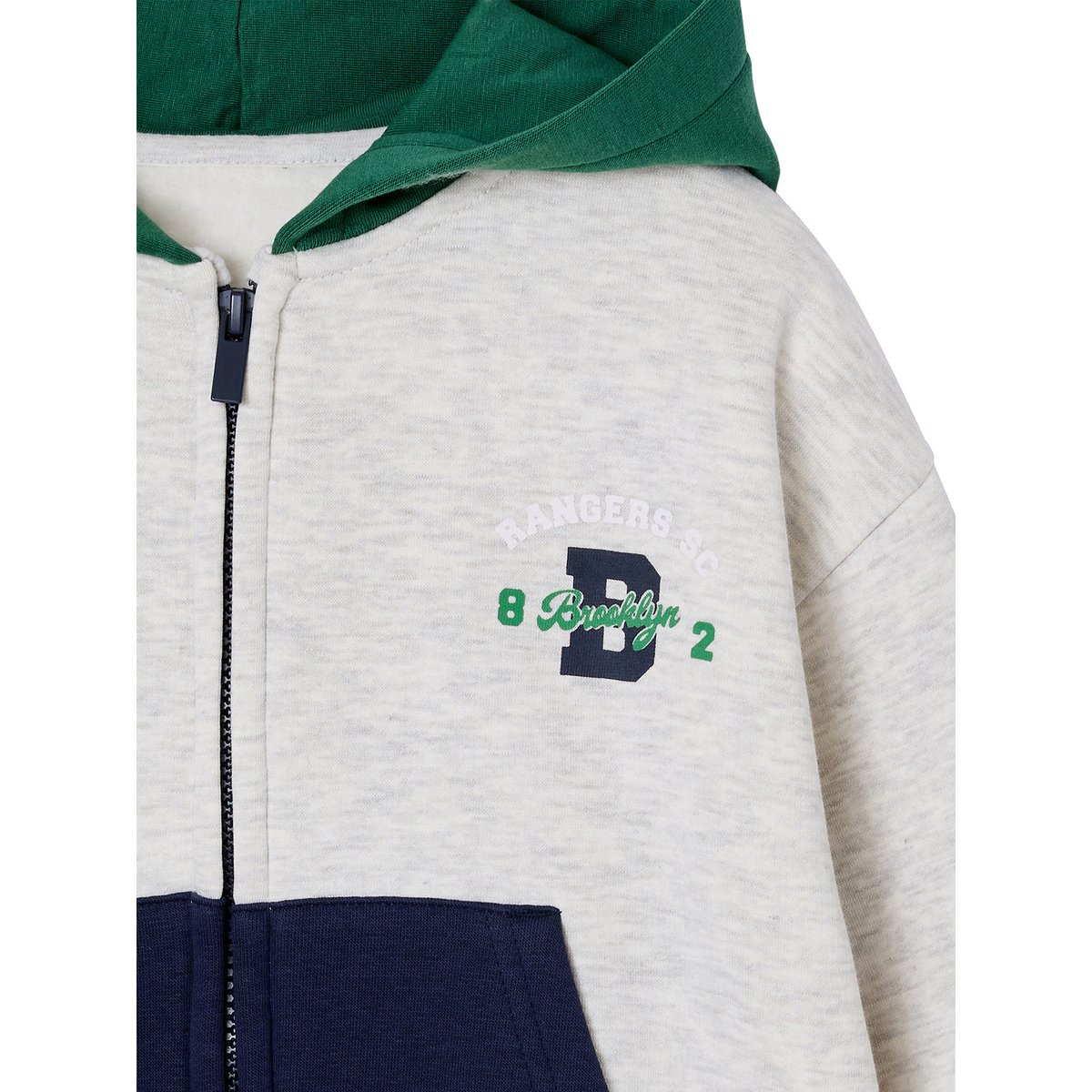 Sweat zippéà capuche vert anglais, VERTBAUDET