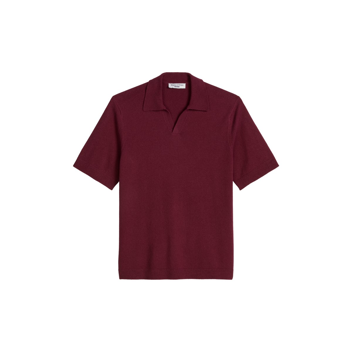 Polo en maille relaxed en coton bio mélangé et structuré rouge foncé, MARC O’POLO DENIM