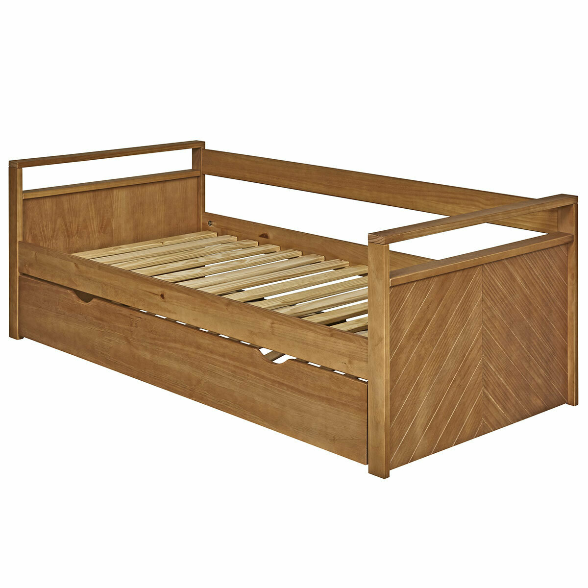 Pack lit banquette gigogne avec matelas Bois massif IVY bois, AKITEN RETAIL