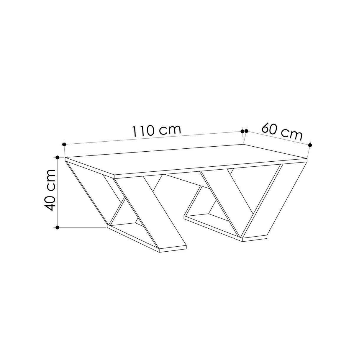 Table basse design pied W MARFA blanc, PIER IMPORT