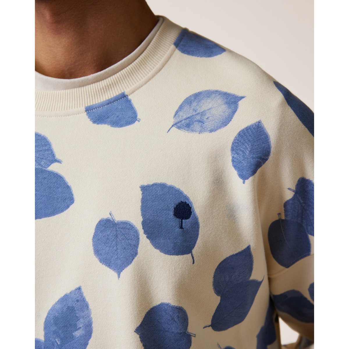 Sweat en molleton écru et bleu, FAGUO