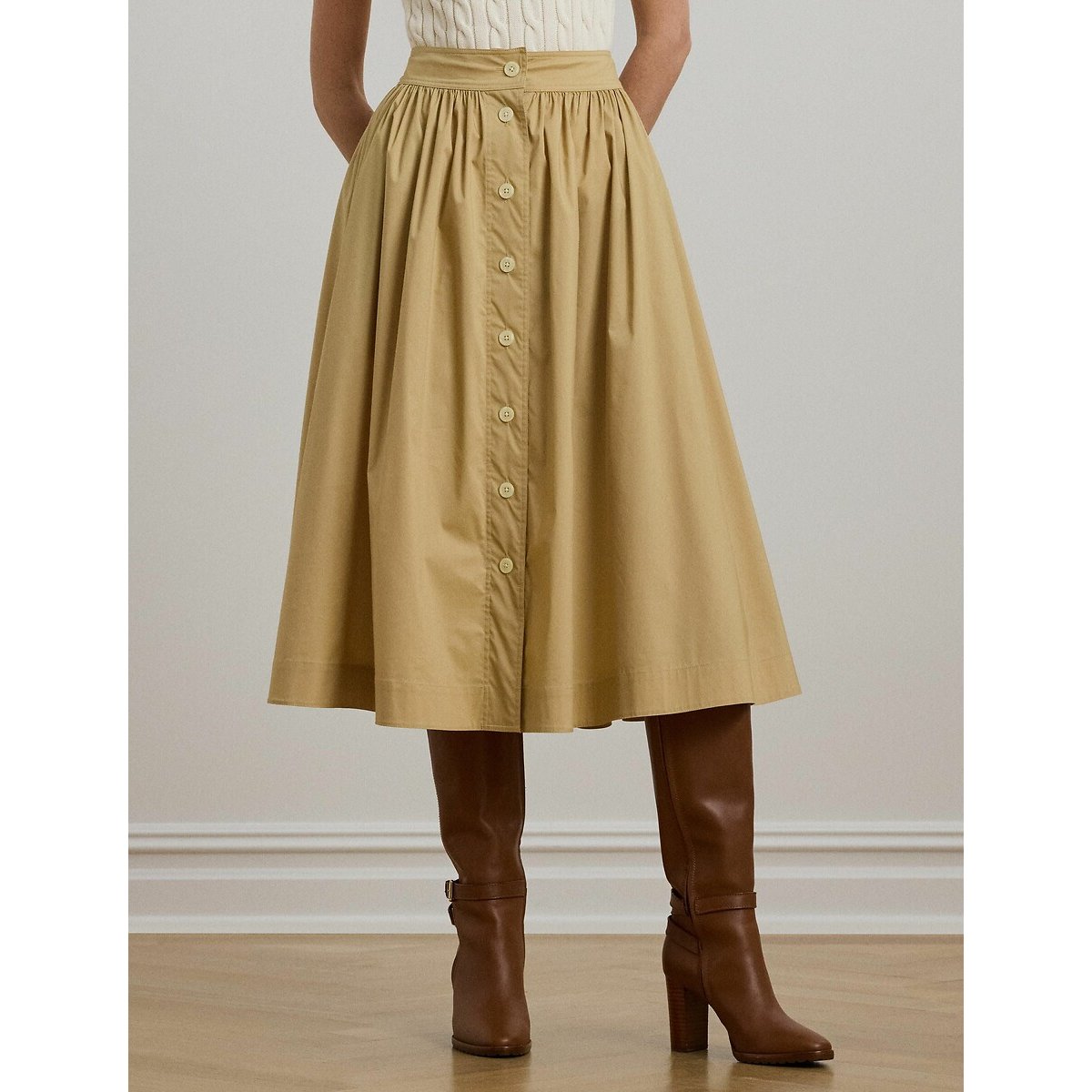 Jupe midi plissée sable, LAUREN RALPH LAUREN