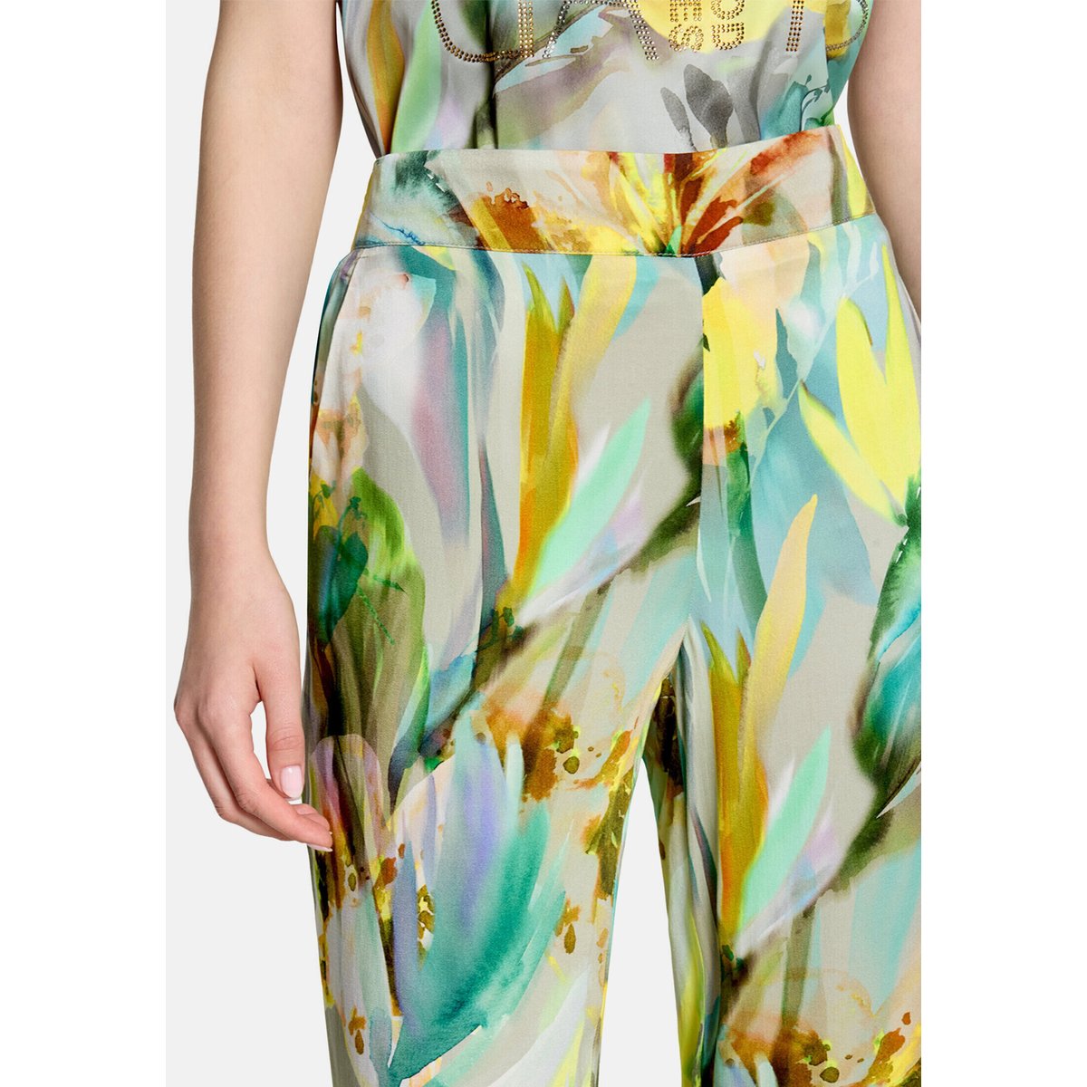 Pantalon Marlene à taille élastique mint/nature, BETTY BARCLAY