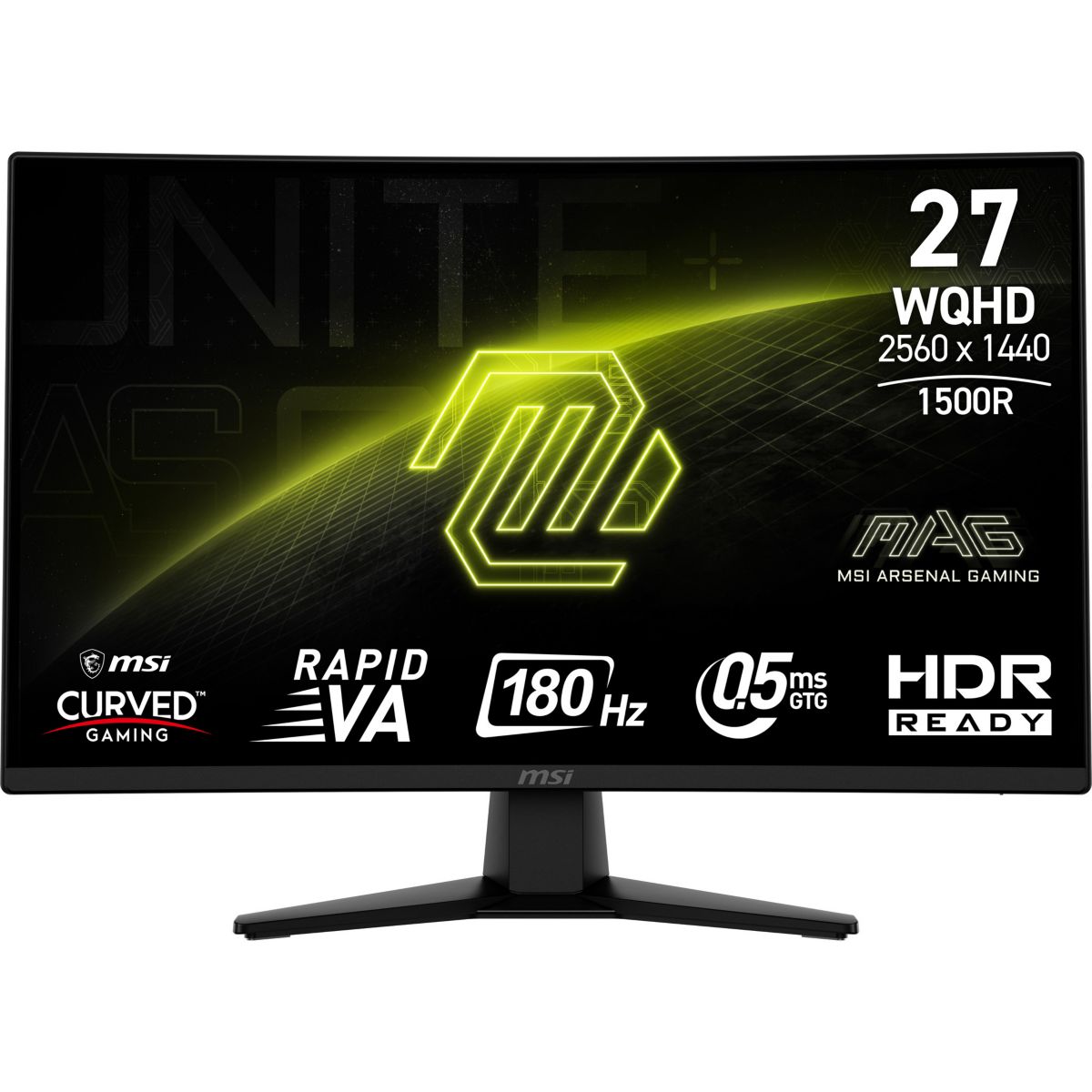 Ecran PC Gamer MAG 274CQF 27" Incurvé 1500R WQHD 180Hz Fast VA HDR10 Adaptive-Sync couleur unique, MSI