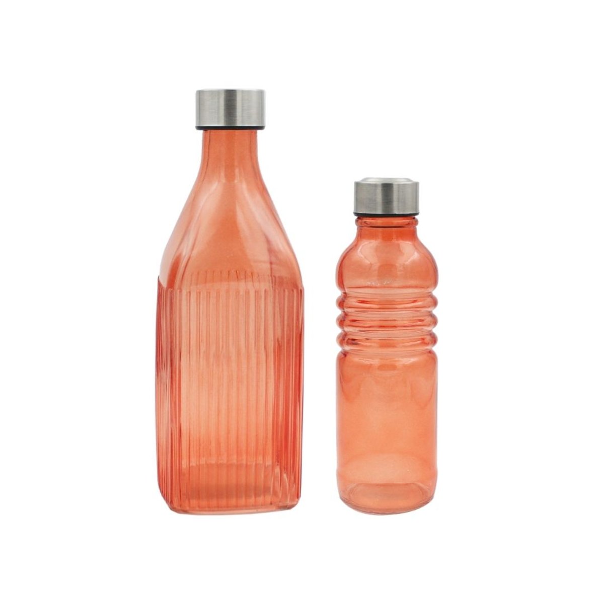Lot de 2 bouteilles oranges en verre coloré, GLOUPOP orange, ARTIME