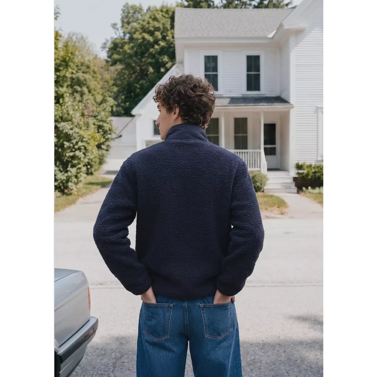 Veste en tissu polaire combiné bleu marine, MANGO TEEN