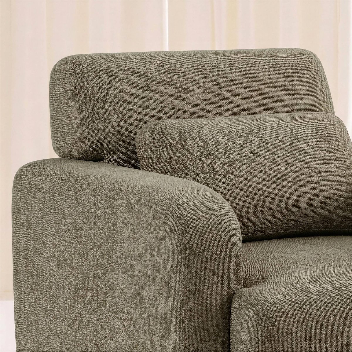 Fauteuil tissu pieds en bois d'hévéa 1 place DANY beige, SWEEEK