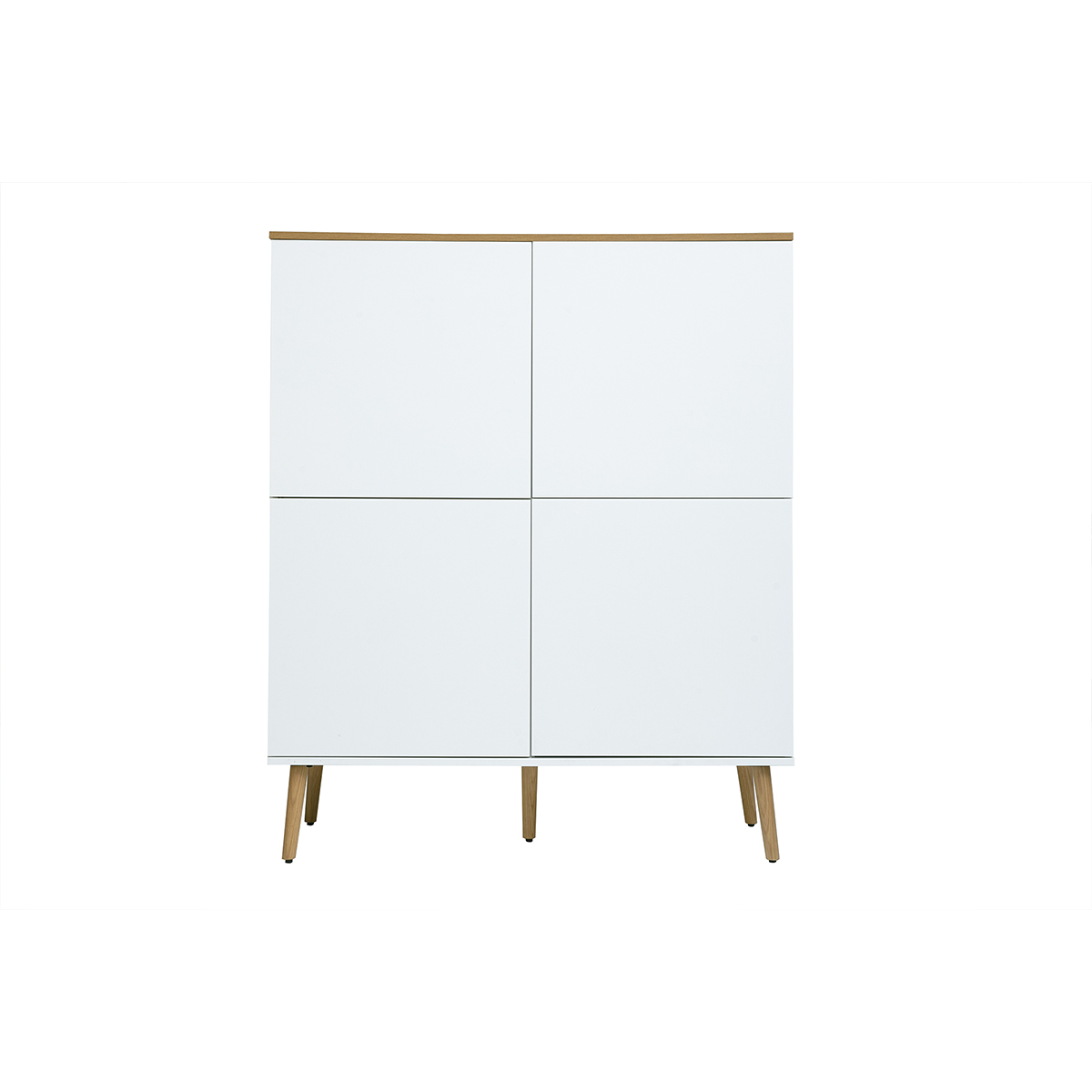 Buffet haut scandinave finition bois clair chêne et blanc L110 cm ANDERS blanc, MILIBOO