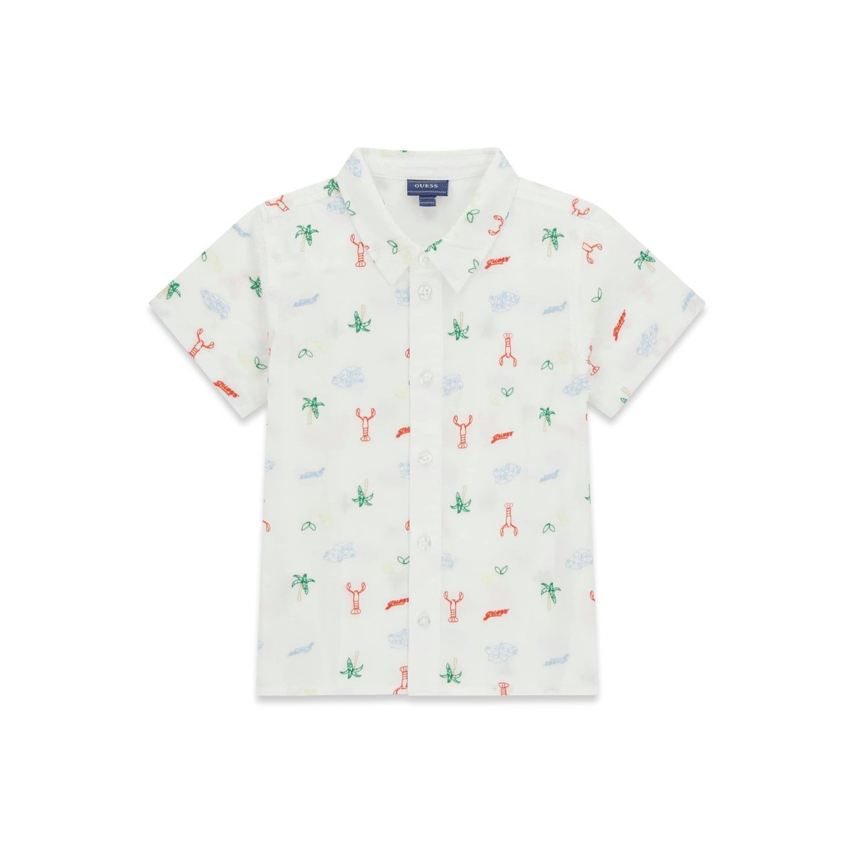 Chemise En Popeline Brodée blanc multicolore, GUESS KIDS