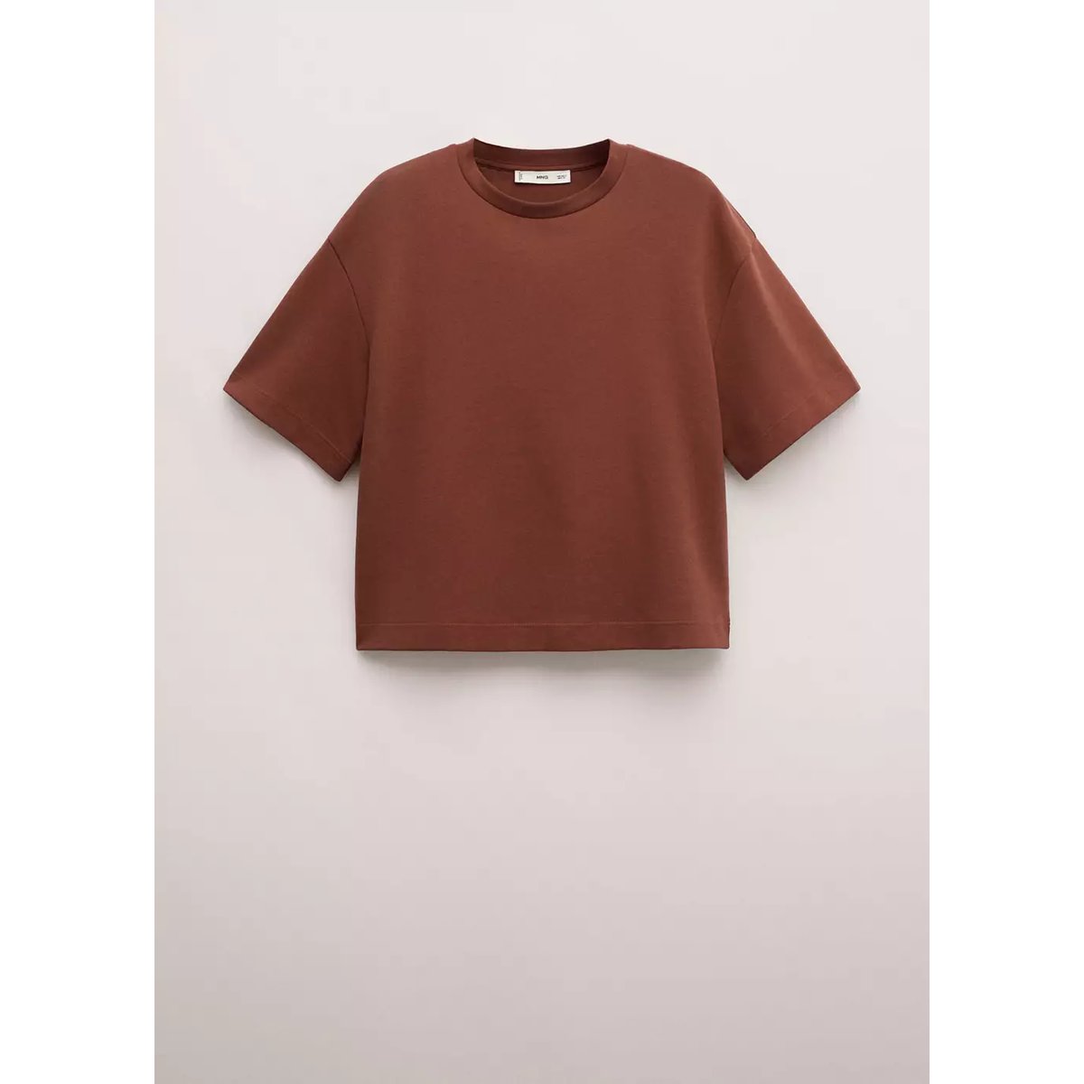 T-shirt en coton oversize rouge-orangé, MANGO