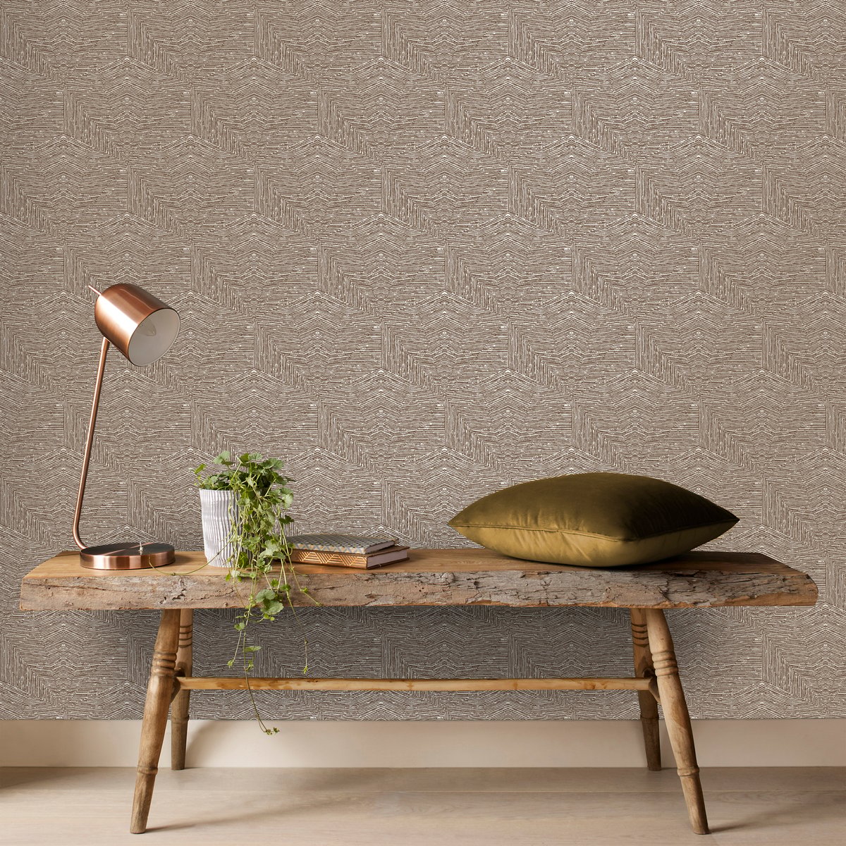 Papier peint effet 3D Gilian marron grisé, SUBLIME