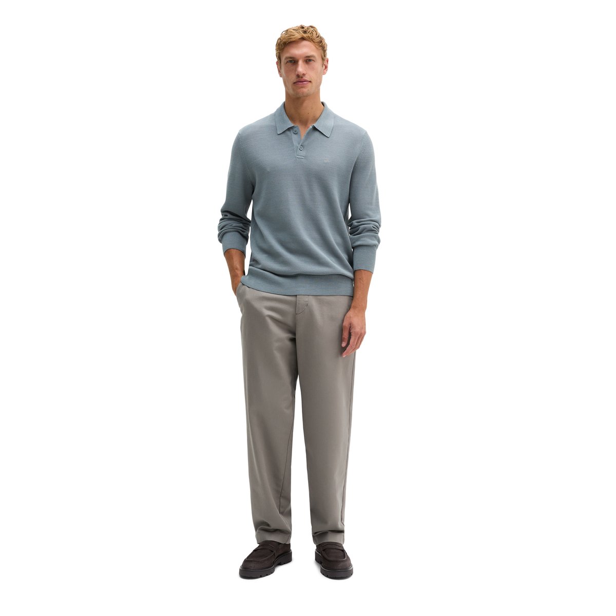 Polo en maille, coupe classique en pur coton biologique gris, MARC O'POLO