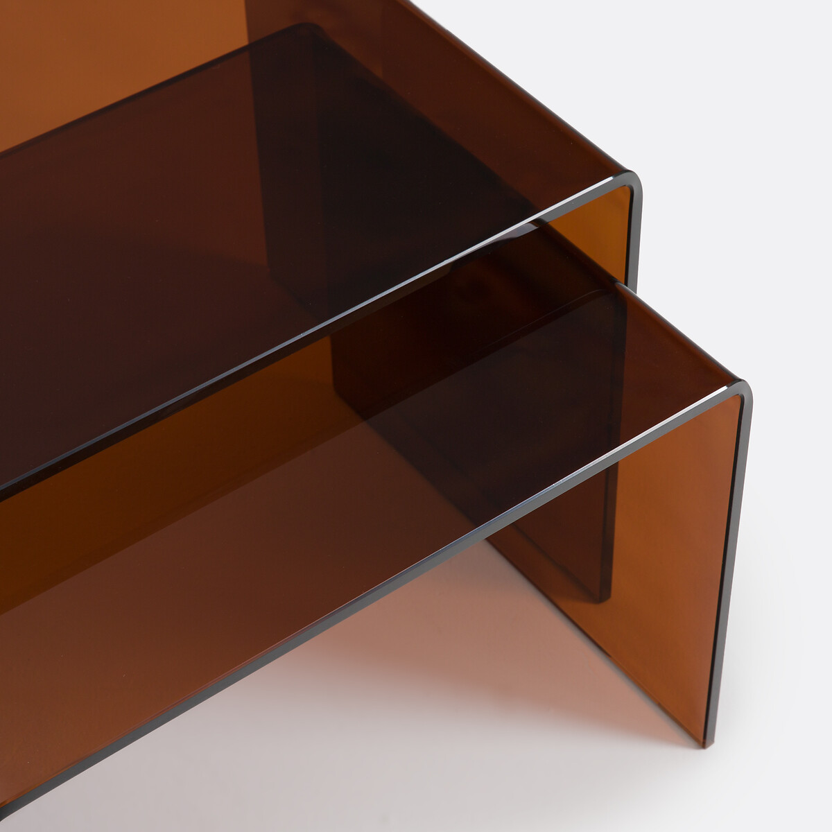 Set of 2 Joan Tempered Glass Nesting Coffee Tables verre ambré, LA REDOUTE INTERIEURS