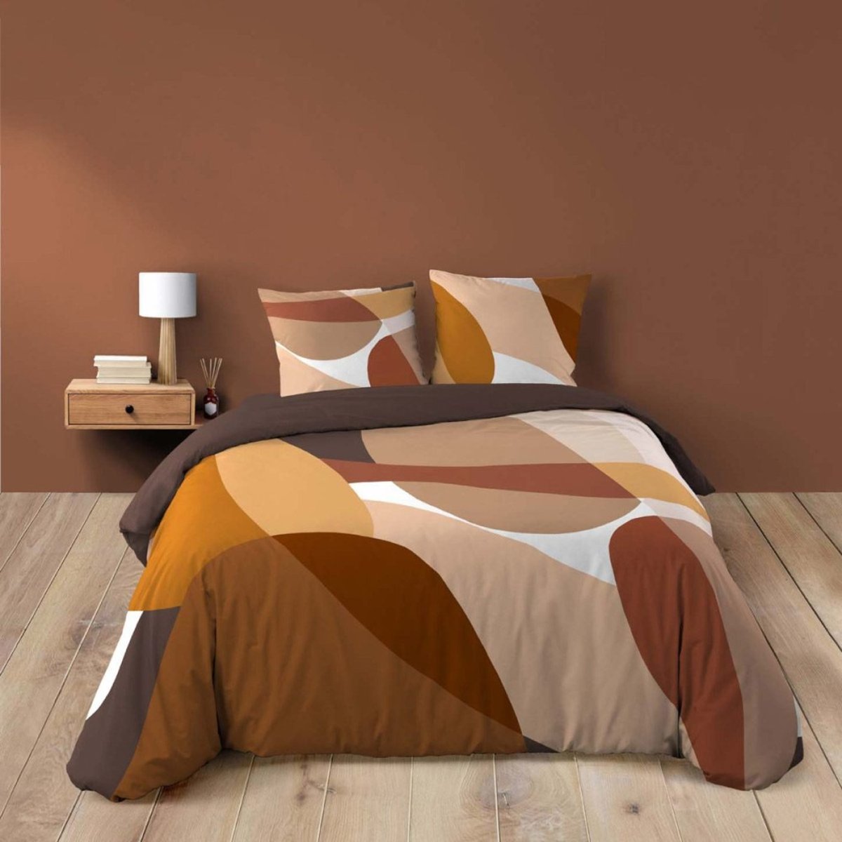 Housse de couette 2 personnes 100% coton + 2 taies d’oreiller multicolore, DECORATIE