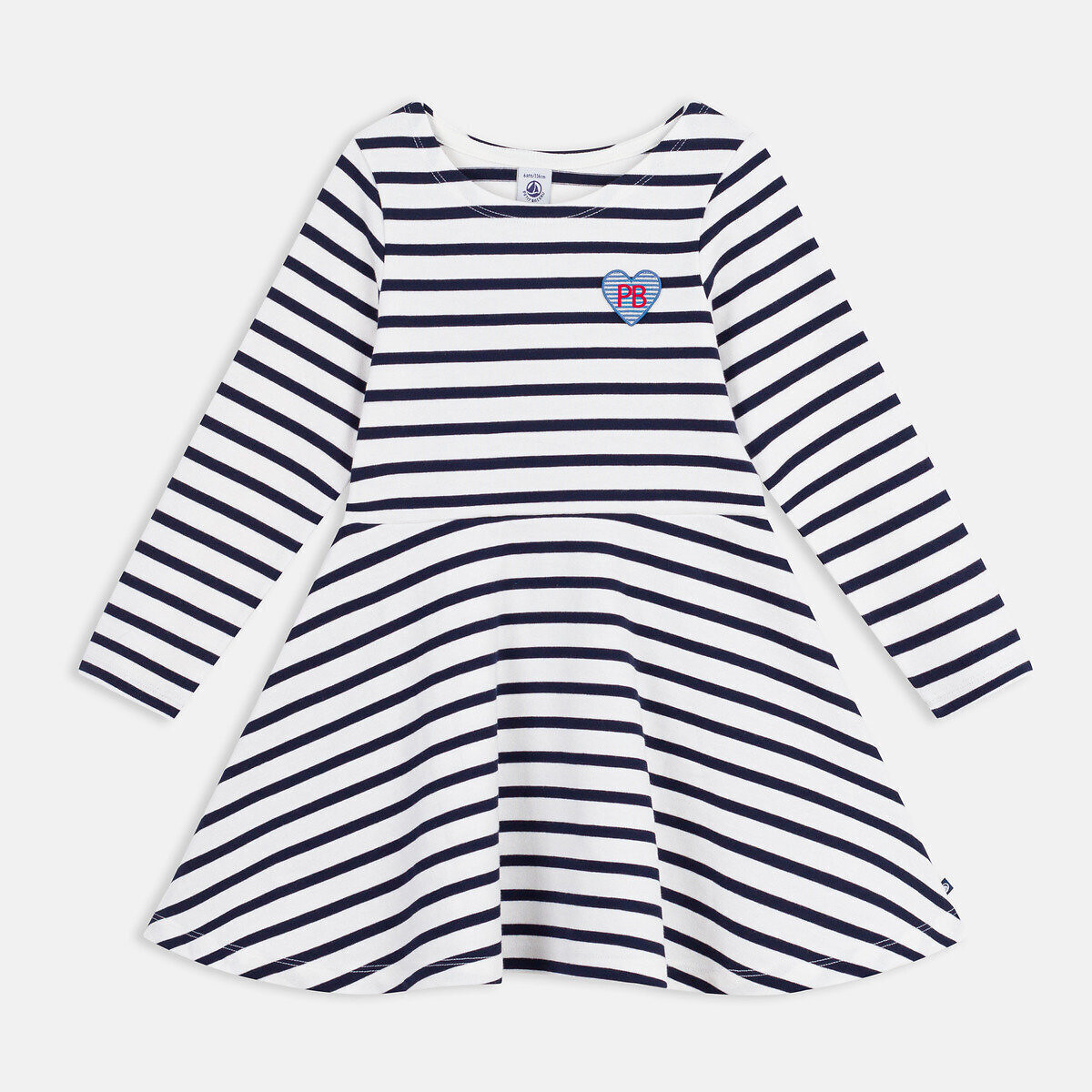Robe manches longues rayée rayé bleu marine, PETIT BATEAU