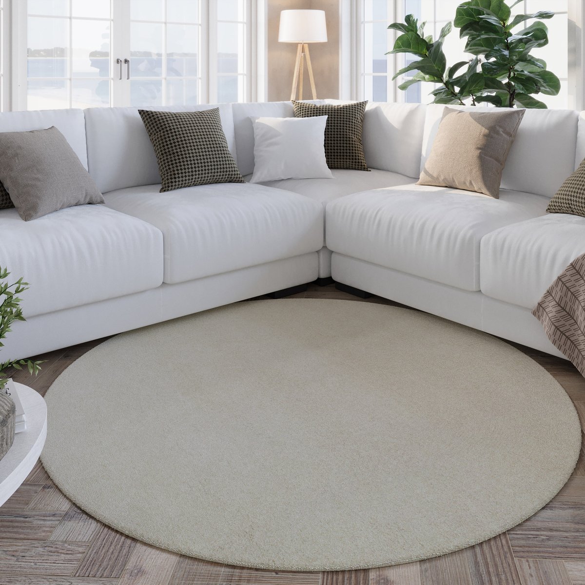 Tapis rond en laine tufté main ,  HAMPTONS FORTYTHREE blanc crème, WECON HOME