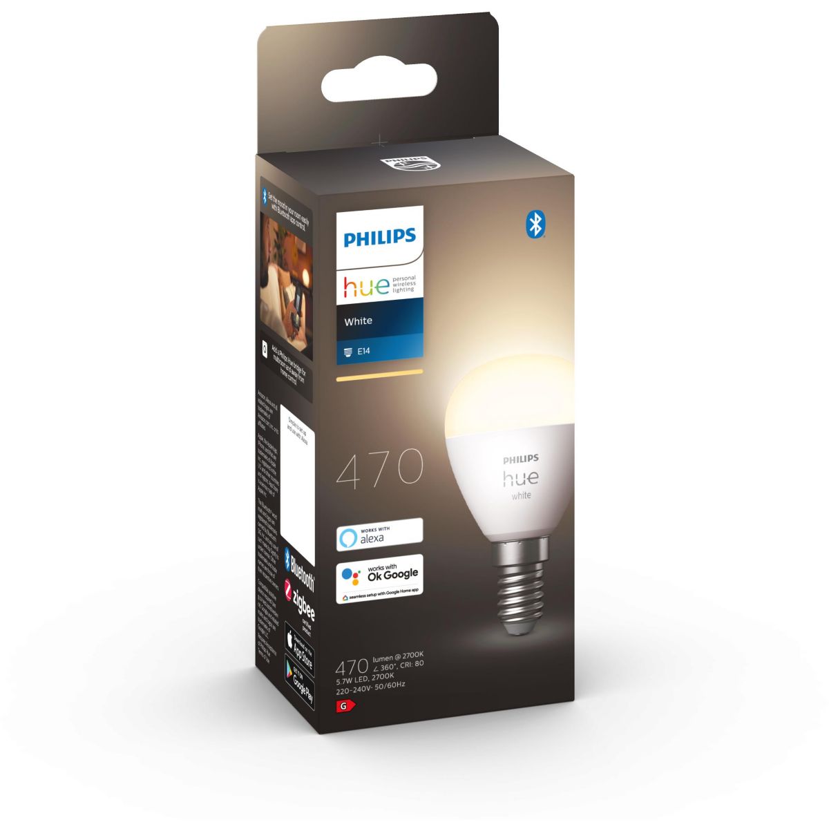 Ampoule LED connectée E14 White Sphérique blanc, PHILIPS HUE