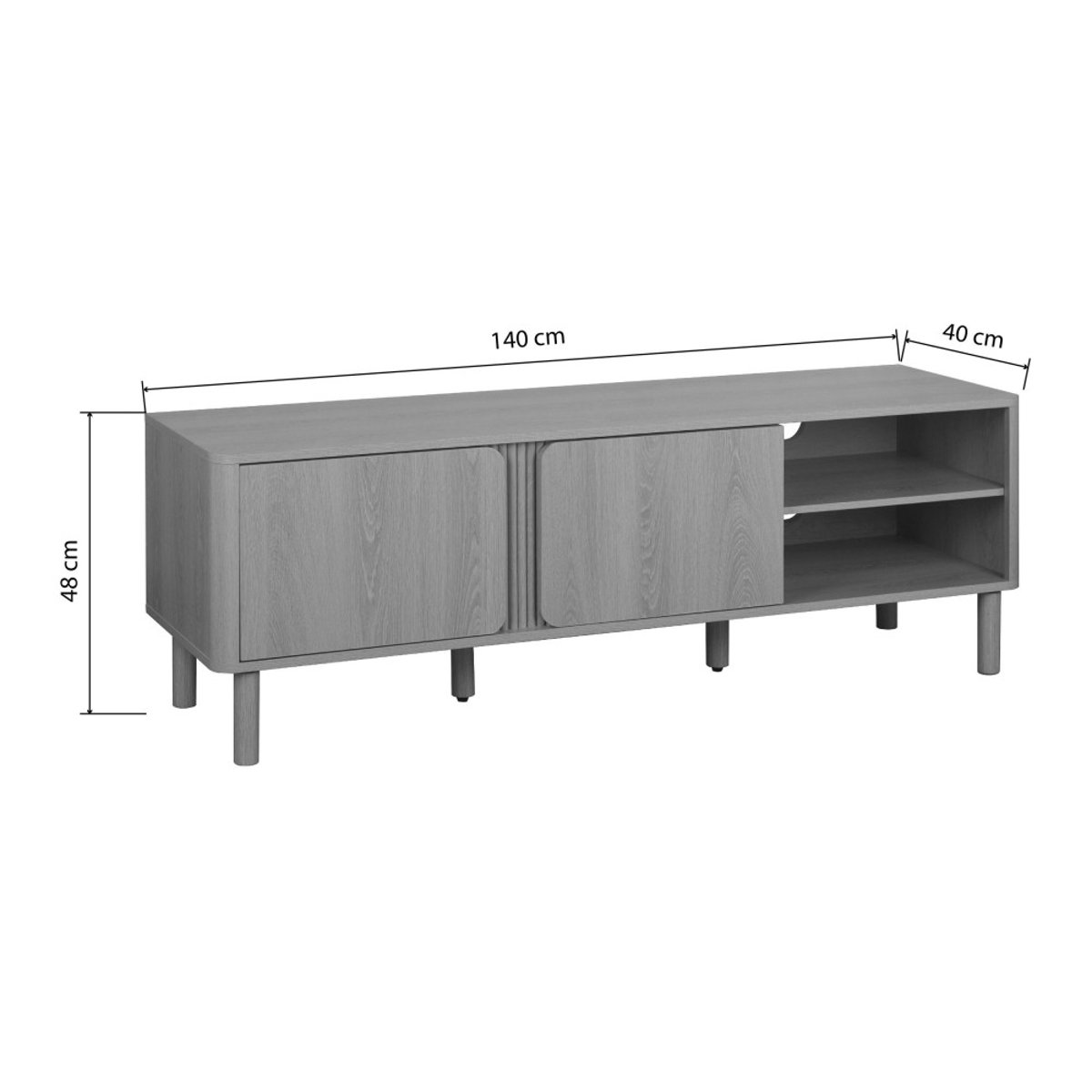 Meuble TV 2 portes en bois L140cm- NOA bois clair, DRAWER