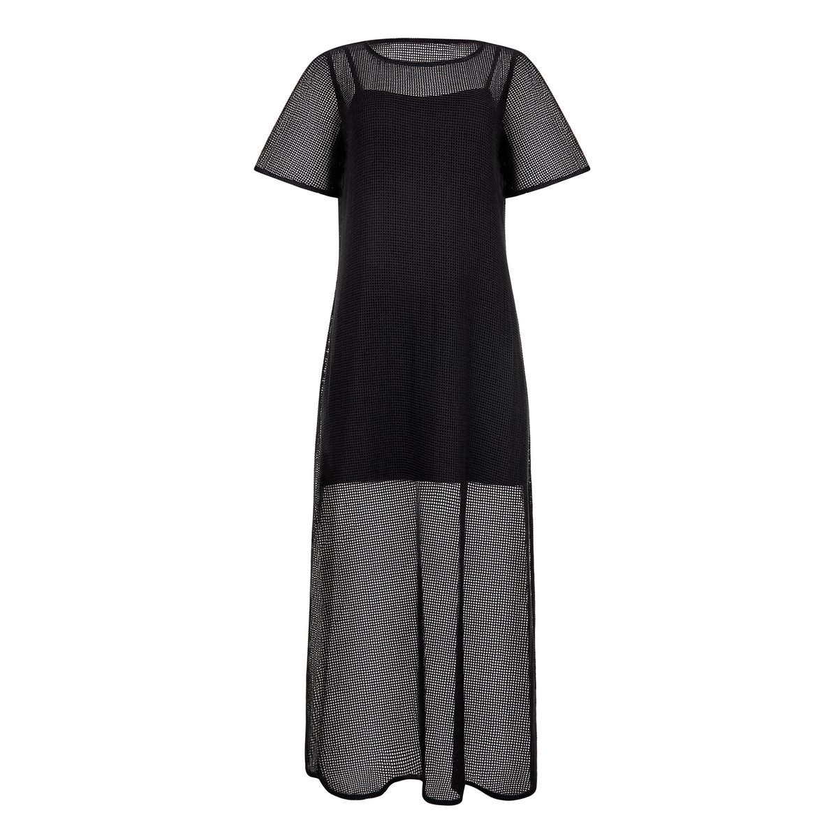 Robe longue de plage manches courtes MALAGA noir, LISCA