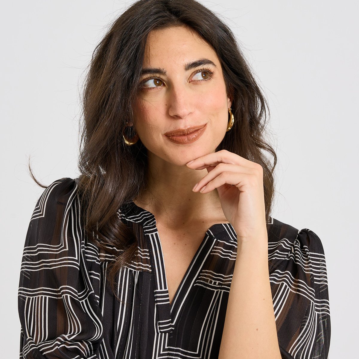 Blouse imprimé géométrique noir, GRAIN DE MALICE
